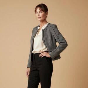 Calvin Klein Black & White Tweed Zip Jacket